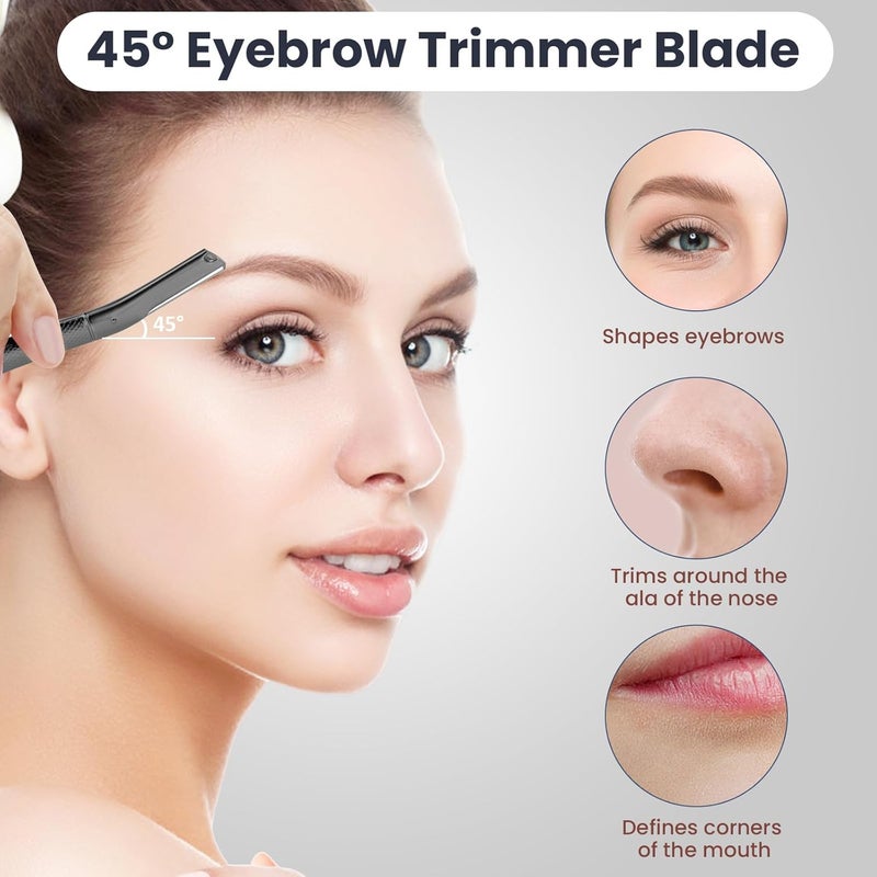 AIBRIT Dermaplaning Tool for Face, Dermaplane Razor for Peach Fuzz with Metal Grip, Professional Eyebrow Razor for Women, Facial Razor for Women Black (12 Replaceable Blades) - Image 5